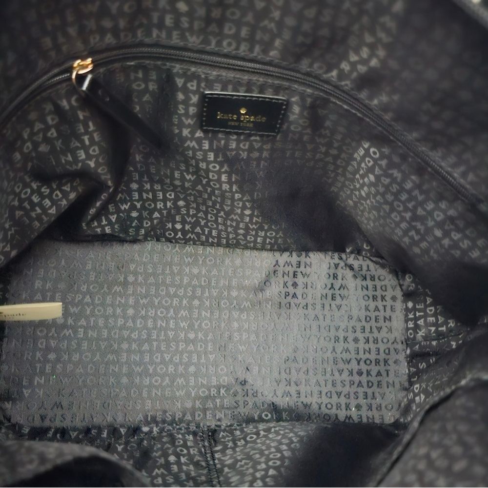 Kate Spade black shimmery tote with zipper, NWOT - Picture 5 of 11